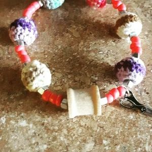 Handmade stretchy braclet with cr crocheted beads